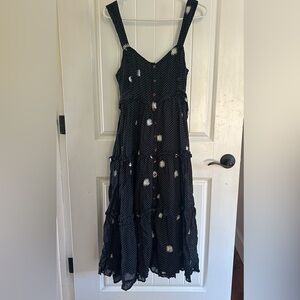 Free People Black Maxi Dress with White Floral Pattern